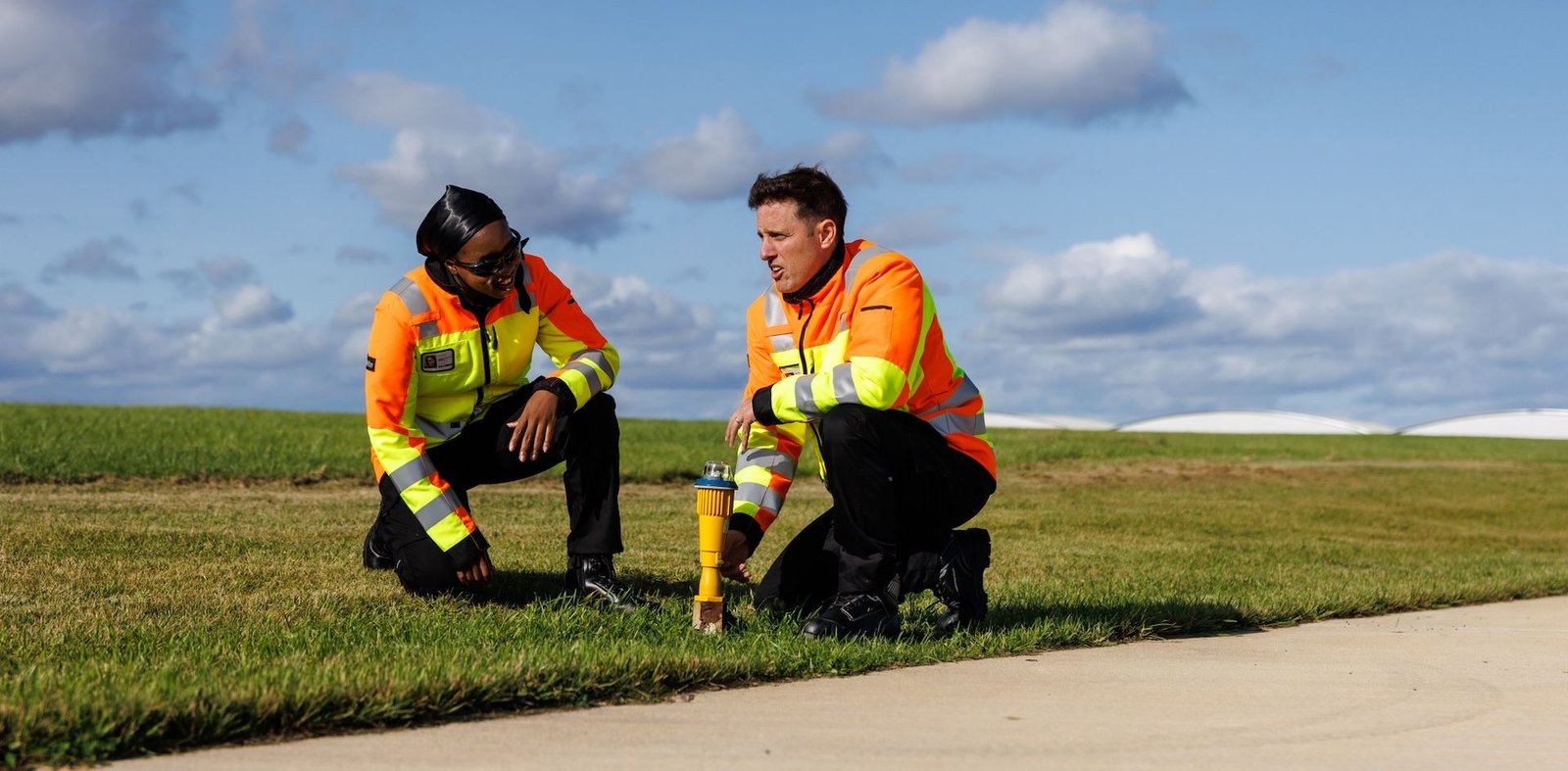 Checking lights on runway