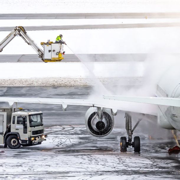 Aircraft being de-iced