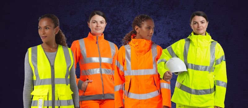 4 women in orange and yellow hi-vis workwear