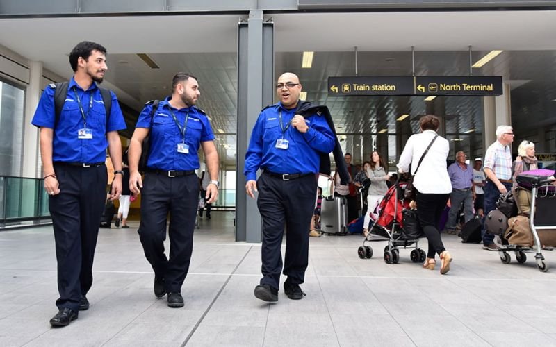 Gatwick security employees leaving airport