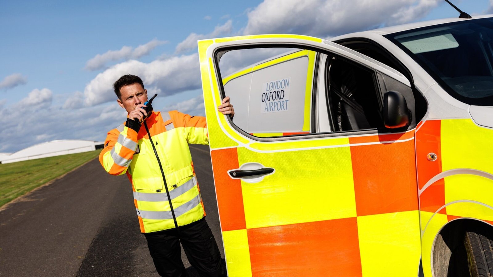 HeathBrook Airlite jacket being used by airfield ops on a runway