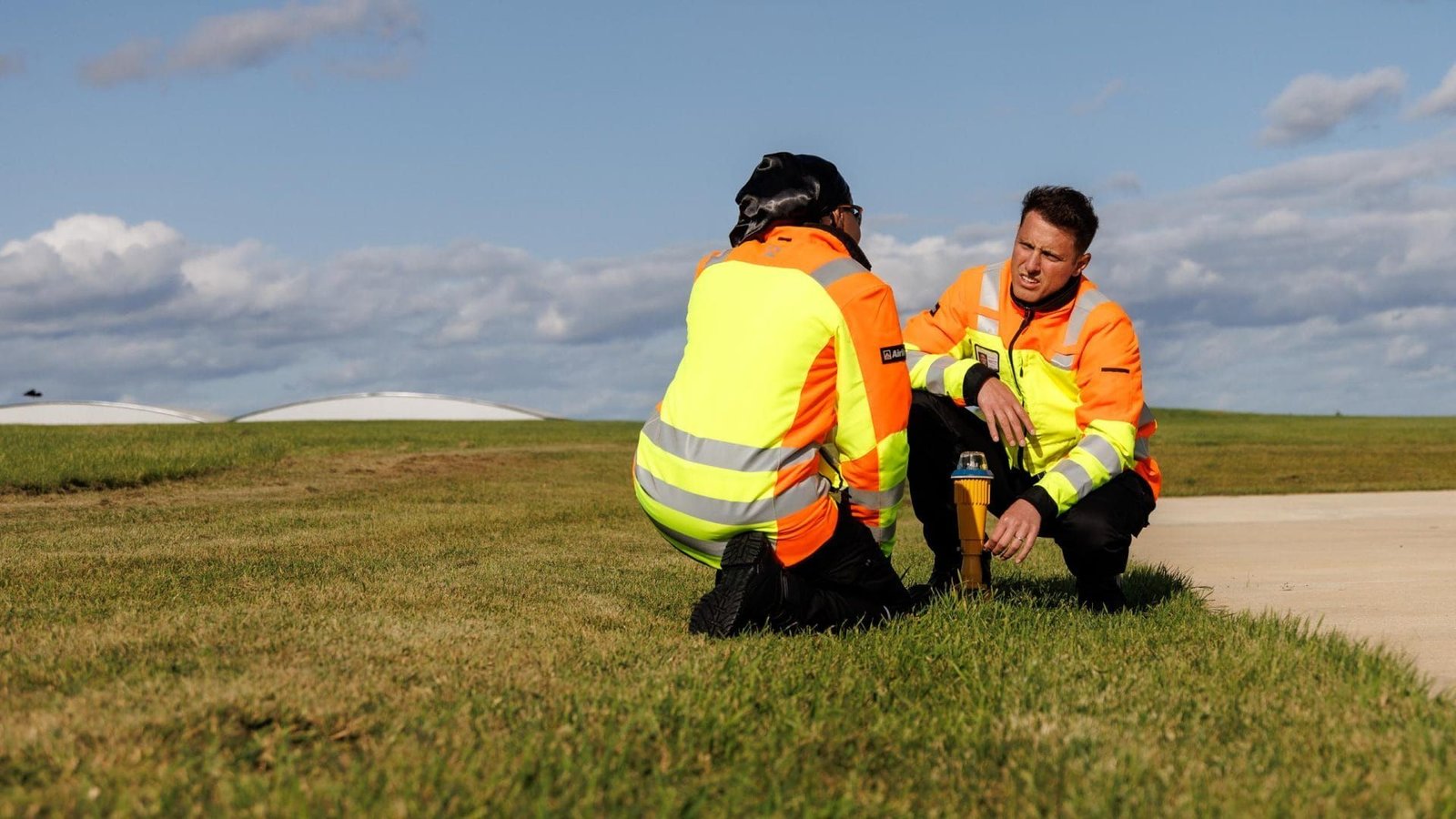 Checking lights on runway