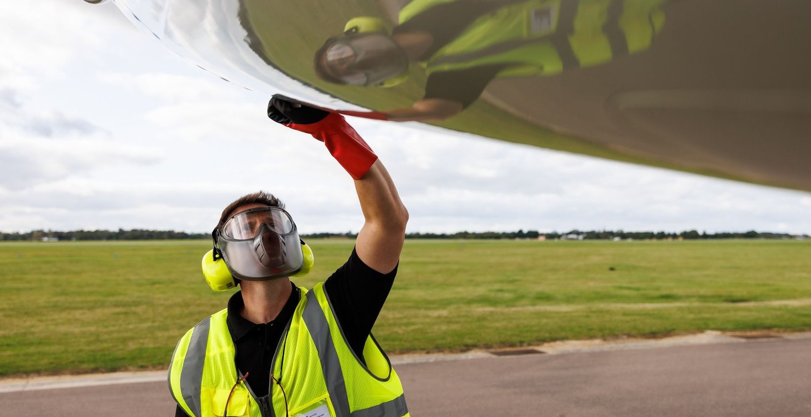 Checking lights on runway